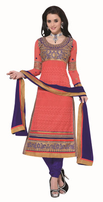 

Trendz Apparels Georgette Embroidered Salwar Suit Dupatta Material(Un-stitched), Orange
