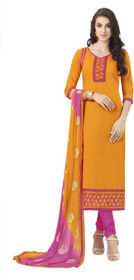 

Khushali Cotton Self Design Salwar Suit Dupatta Material(Un-stitched), Orange;pink