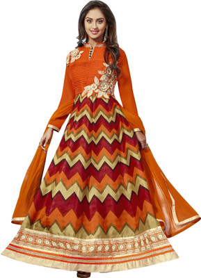 

Jiya Silk Self Design, Embroidered Salwar Suit Dupatta Material(Un-stitched), Multicolor;orange