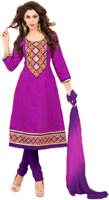 

Indian Wear Online Georgette Embroidered Semi-stitched Salwar Suit Dupatta Material, Purple