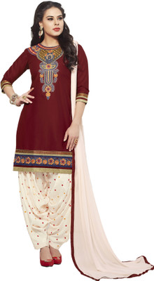 

Jiya Cotton Self Design, Embroidered Salwar Suit Dupatta Material(Un-stitched), Maroon;white