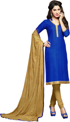 

Jiya Chanderi Self Design Salwar Suit Dupatta Material(Un-stitched), Beige;blue
