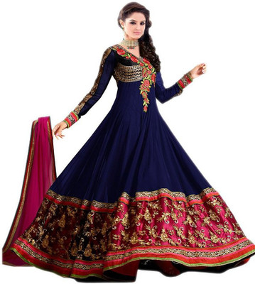 

westturn Georgette Embroidered Dress/Top Material(Un-stitched), Blue01