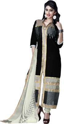 

Khushali Cotton Self Design, Embroidered Salwar Suit Dupatta Material(Un-stitched), Beige;black
