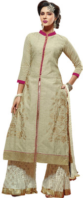 

Jiya Chanderi Self Design, Printed Salwar Suit Dupatta Material(Un-stitched), Light chickoo