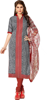 

Jiya Silk Self Design, Embroidered Salwar Suit Dupatta Material(Un-stitched), Grey;multicolor;red