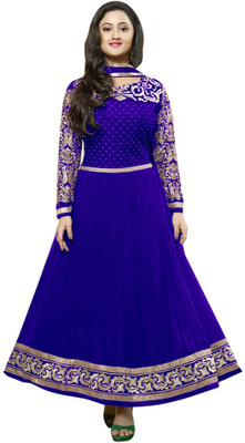 

Parishi Fashion Georgette Embroidered Dress/Top Material(Un-stitched), Blue