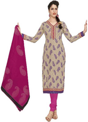 

Javuli Cotton Printed Salwar Suit Dupatta Material(Un-stitched), Pink