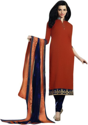 

Sahej Suits Cotton Embroidered Salwar Suit Dupatta Material(Un-stitched), Brown