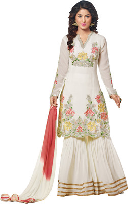 

Jiya Silk Self Design, Embroidered Salwar Suit Dupatta Material(Un-stitched), Pink;white