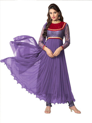 

V And V Shop Net Self Design Semi-stitched Salwar Suit Dupatta Material, Purple
