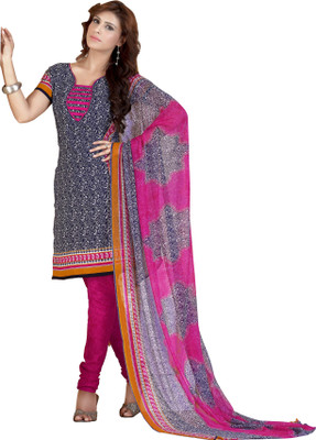

Khushali Crepe Printed Salwar Suit Dupatta Material(Un-stitched), Black;multicolor;pink