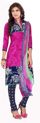 

Khushali Crepe Self Design, Printed Salwar Suit Dupatta Material(Un-stitched), Blue;pink;white