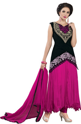 

Jiya Net Self Design, Embroidered Salwar Suit Dupatta Material(Un-stitched), Rani