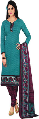 

Javuli Cotton Printed Semi-stitched Salwar Suit Dupatta Material, Blue