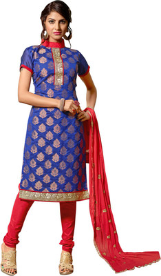 

Parishi Fashion Chanderi Embroidered Salwar Suit Dupatta Material(Un-stitched), Blue