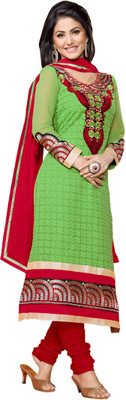 

Khushali Georgette Self Design, Embroidered Dress/Top Material(Un-stitched), Green;red