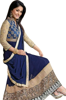 

Reya Georgette Embroidered Semi-stitched Salwar Suit Dupatta Material, Beige