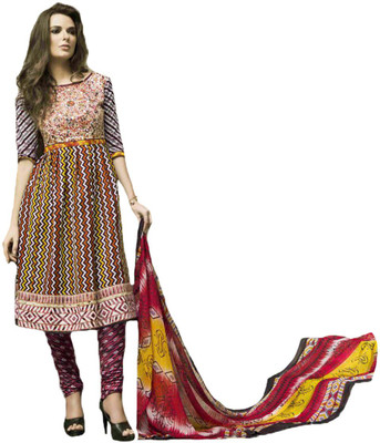 

Party Wear Dresses Cotton Printed Semi-stitched Salwar Suit Dupatta Material, Multicolor