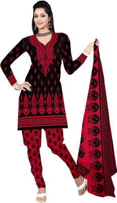 

Khushali Crepe Self Design, Printed Salwar Suit Dupatta Material(Un-stitched), Black;red