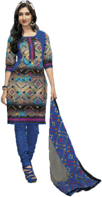 

Party Wear Dresses Cotton Printed Semi-stitched Salwar Suit Dupatta Material, Multicolor