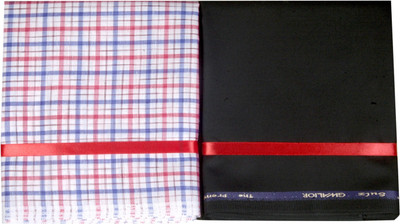 

Kundan Viscose Solid, Striped, Checkered Shirt & Trouser Fabric(Un-stitched), Black