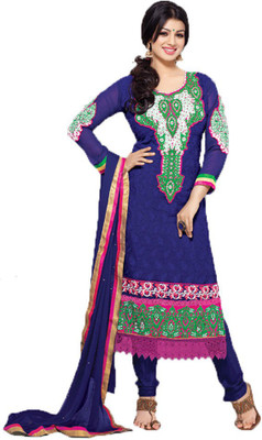 

Indian Wear Online Georgette Embroidered Semi-stitched Salwar Suit Dupatta Material, Multicolor