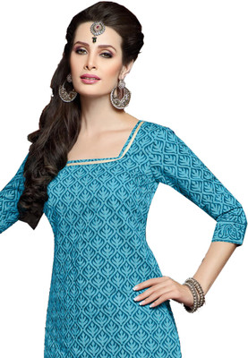 Khushali Chanderi Self Design Salwar Suit Dupatta Material(Un-stitched), Beige;light blue