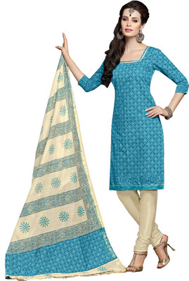 

Jiya Chanderi Self Design, Printed Salwar Suit Dupatta Material(Un-stitched), Cream;sky blue