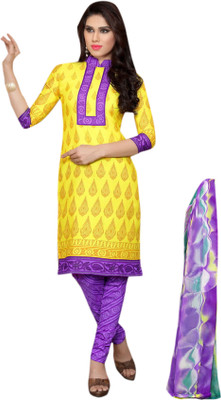 

Trendz Apparels Cotton Printed Dress/Top Material(Un-stitched), Yellow