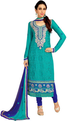 

Khushali Satin Embroidered Dress/Top Material(Un-stitched), Turquoise