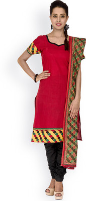 

EthnicQueen Cotton Solid, Geometric Print Dress/Top Material(Un-stitched), Brown