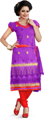 

Lunawat Synthetics Chanderi Embroidered Salwar Suit Dupatta Material(Un-stitched), Lavender