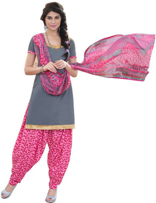 

Shree Vardhman Cotton Embroidered Salwar Suit Dupatta Material(Un-stitched), Gery