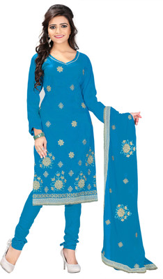 

Jiya Satin Self Design, Embroidered, Embellished Salwar Suit Dupatta Material(Un-stitched), Blue