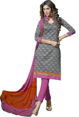 

Jiya Chanderi Self Design, Printed Salwar Suit Dupatta Material(Un-stitched), Grey;orange;pink