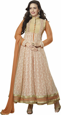 

Khushali Net Self Design, Embroidered Salwar Suit Dupatta Material(Un-stitched), Beige;orange