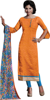 

Jiya Chanderi Self Design, Embroidered Salwar Suit Dupatta Material(Un-stitched), Light blue;multicolor;orange
