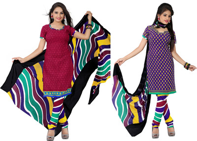 

Jiya Crepe Self Design, Printed Salwar Suit Dupatta Material(Un-stitched), Multicolor;pink;purple