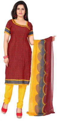 

Khushali Crepe Self Design, Printed Dress/Top Material(Un-stitched), Black;maroon