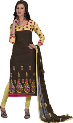 

Trendz Apparels Cotton Printed Dress/Top Material(Un-stitched), Brown