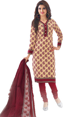 

Pshopee Cotton Printed Salwar Suit Dupatta Material(Un-stitched), Beige