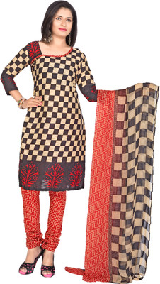 

Trendz Apparels Jacquard Printed Dress/Top Material(Un-stitched), Black