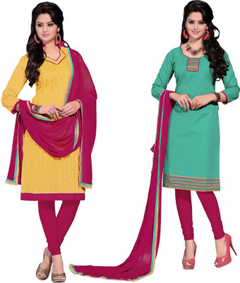 

Khushali Chanderi Self Design, Embroidered Salwar Suit Dupatta Material(Un-stitched), Green;pink;yellow