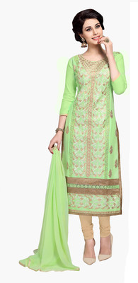 

Jiya Cotton Polyester Blend Self Design, Embroidered Salwar Suit Dupatta Material(Un-stitched), Beige;light green