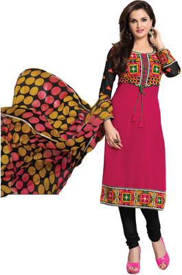 

Indian Wear Online Georgette Embroidered Semi-stitched Salwar Suit Dupatta Material, Pink