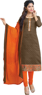 

Jiya Jacquard Self Design, Embroidered Salwar Suit Dupatta Material(Un-stitched), Green;orange