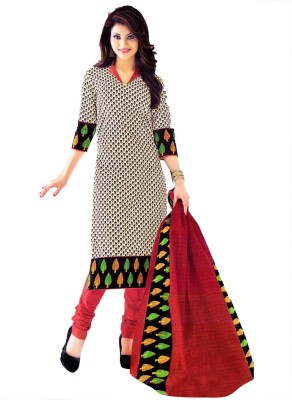 

Sharvi Cotton Printed Salwar Suit Dupatta Material(Un-stitched), Black;red