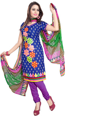 

Raagvi Crepe Printed Salwar Suit Dupatta Material(Un-stitched), Blue