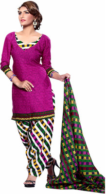 

Trendz Apparels Cotton Printed Dress/Top Material(Un-stitched), Pink
